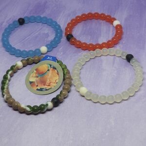 Lokai Set Of 4 Bracelets Camo-Clear-Blue-Red